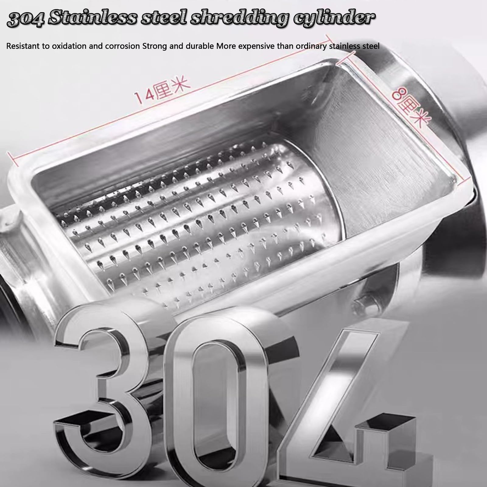 Rallador eléctrico de alimentos, acero inoxidable resistente de 550 W, ideal para rallar queso, cacahuetes y migas de pan en cocinas comerciales