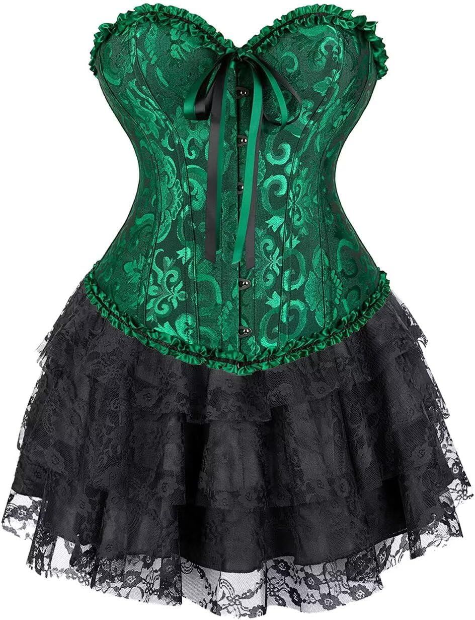 Jutrisujo corsets for women dress top skirt set bustier lingerie plus size vintage burlesque renissance