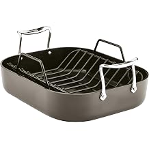 All-Clad Essentials Hard Anodized Nonstick Roaster with Rack 11x14 Inch Oven Broiler Safe 500F Roaster Pan, Pots and Pans, Cookware Black