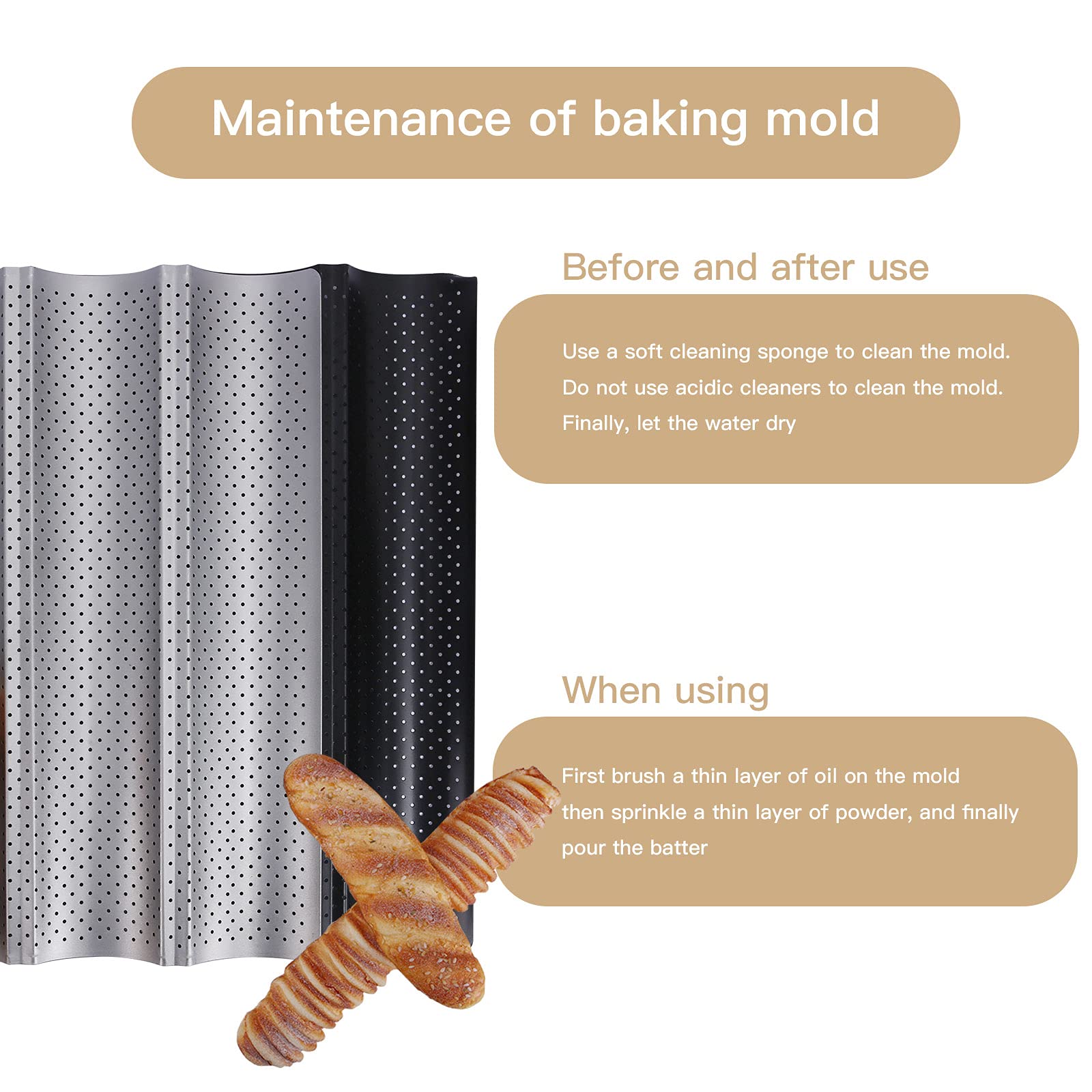 Moule à baguette, moule à pain en acier au carbone, ensemble de poêles à baguette perforées | Leroy Merlin Moule à baguette, moule à pain en acier au carbone, ensemble de poêles à baguette perforées | Leroy Merlin