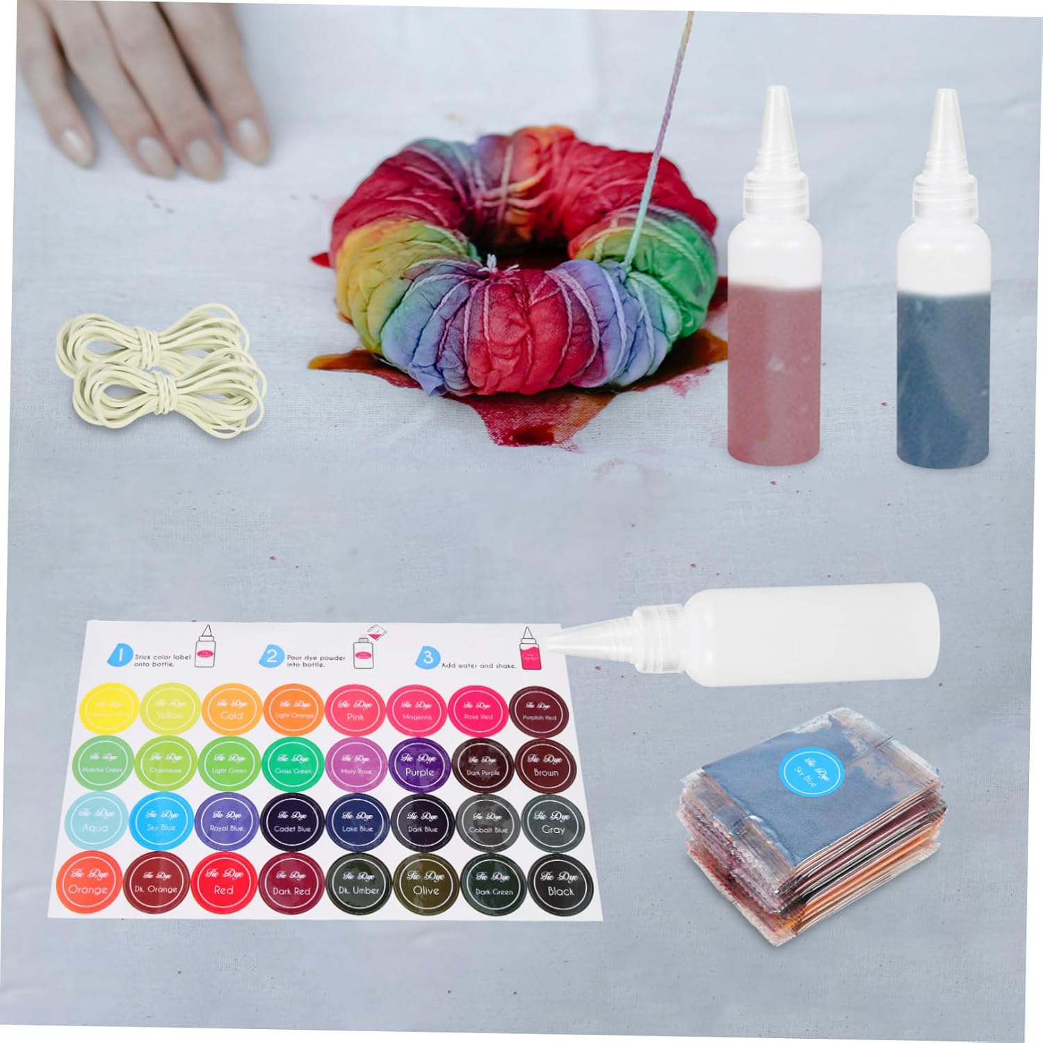 Tie Dye Powder Kit 24 Bright Colors for Clothing and Scarves 60ml Dye Packets Set for Adults for Halloween and DIY Fabric Decorating