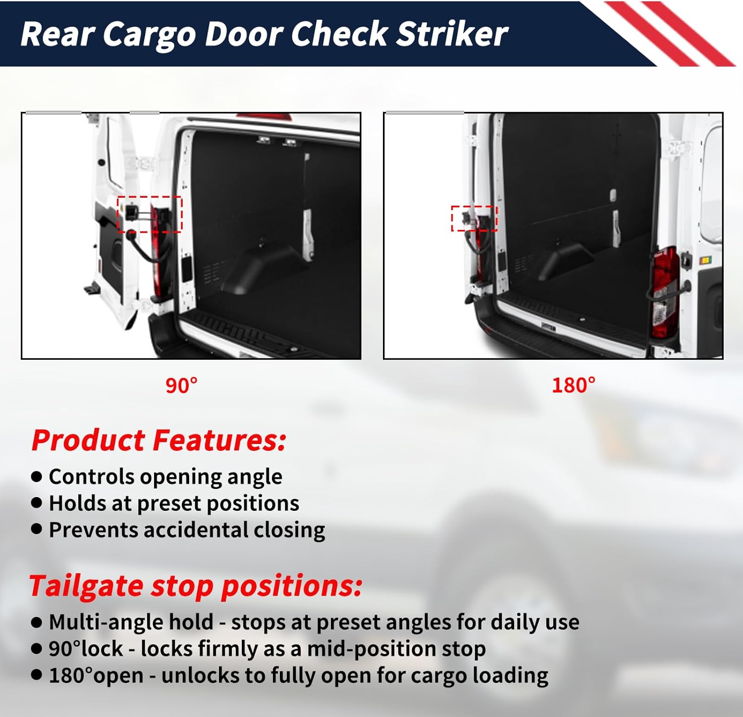Rear Door Check Striker Back Door Lock Compatible with Ford Transit 150 250 350 2015 2016 2017 2018 2019 2020 2021 2022 2023 2024 2025 Replace HK3Z-6144100-A, Rear Door Stopper Hinge