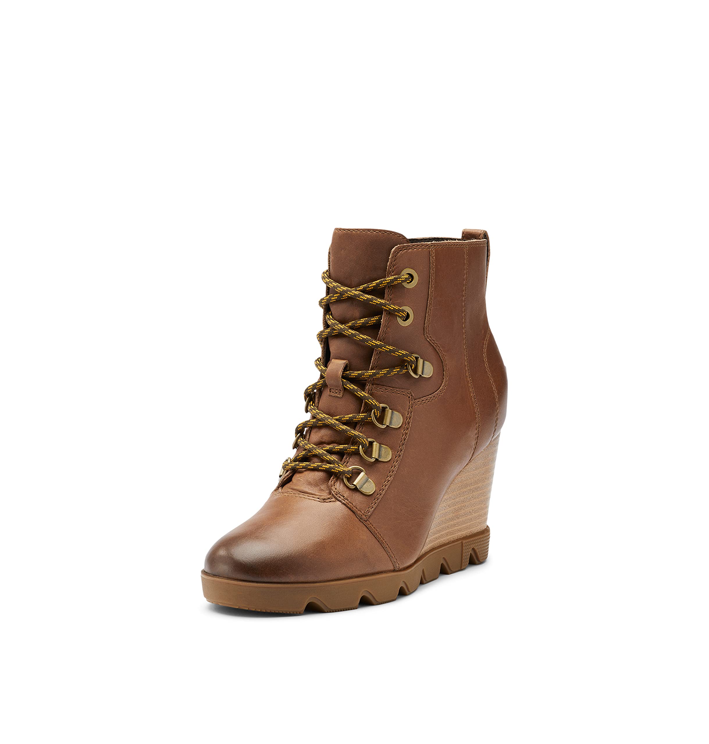 sorelWomen's Joan Uptown Lace Bootie Hazelnut Leather, Gum 10 Waterproof Leather Wedge Boots Size 7.5