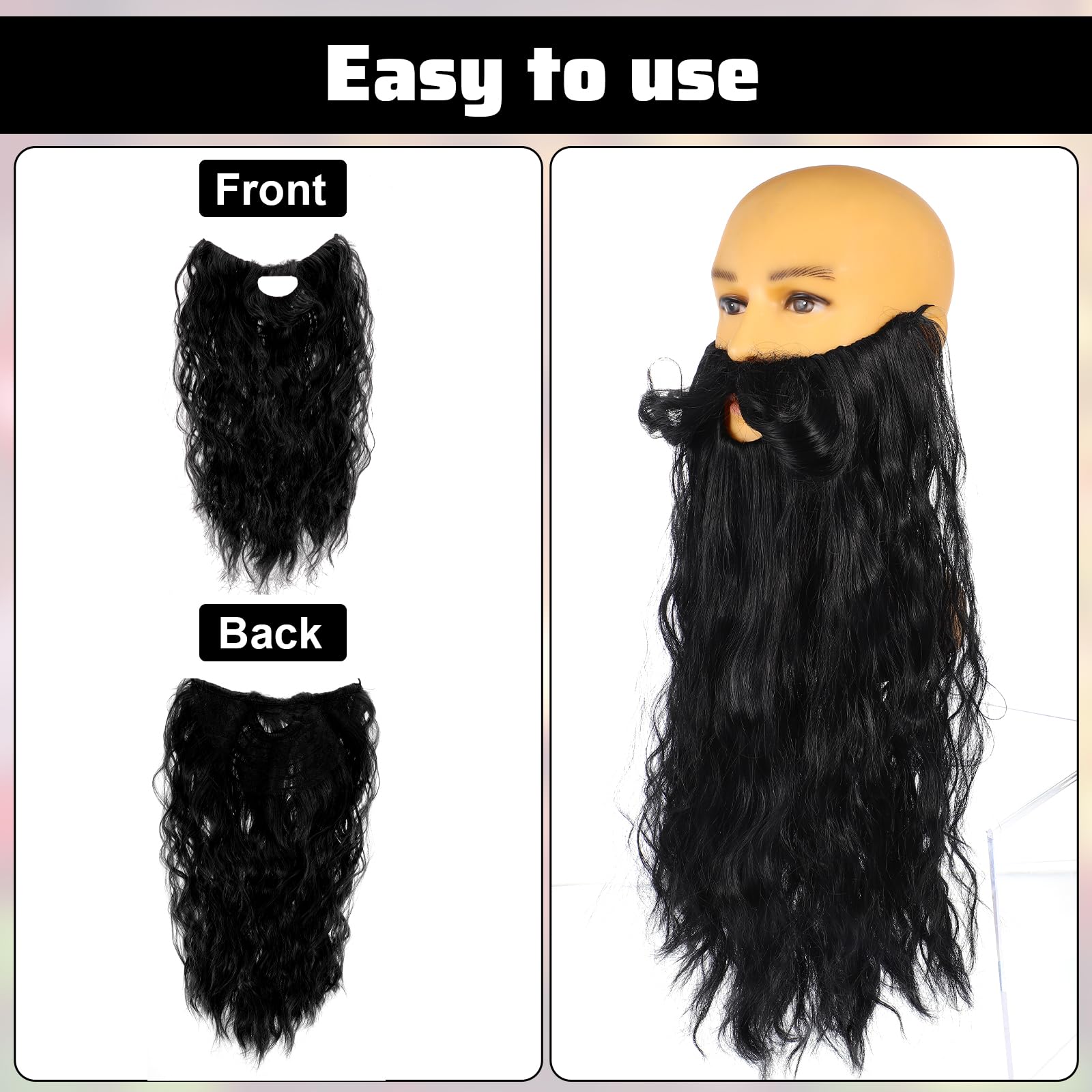Barba finta, baffi artificiali per costume da Babbo Natale, barba lunga con baffi e baffi da Babbo Natale per Halloween, mascherata, Natale