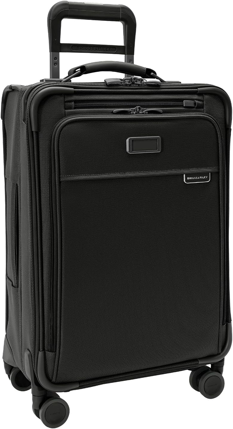 Essential 22" Carry On Expandable Spinner - Luggage for Travel, Suitcases with Wheels, Softside Rolling Bag for Men & Women, Self-Repairing Zipper - Baseline Collection, Black
