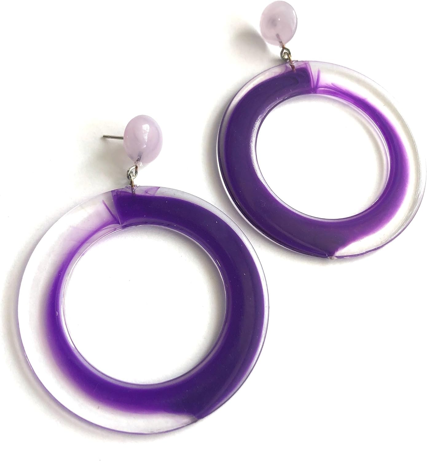 Leetie Lovendale Bubble Gum Hoop Earrings, Thick Hoop Earrings for Women, Hypoallergenic, Handmade Statement Jewelry, USA Made, Vintage Lucite Acrylic, 2.25” (57mm) Diameter