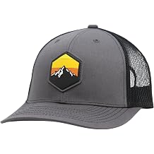 LINDO Trucker Hat [ Mountain Sky Design ] for Men and Women Mid Profile Cap with Breathable Mesh Back and Adjustable Snap