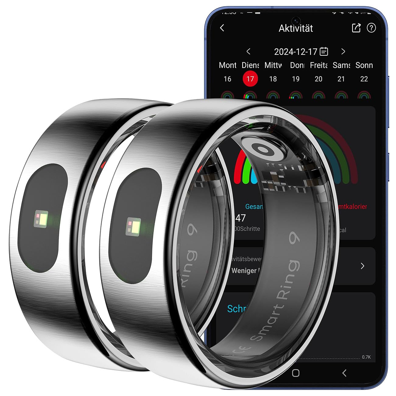 newgen medicals Juego de 2 Anillos de rastreador de Fitness, Control táctil