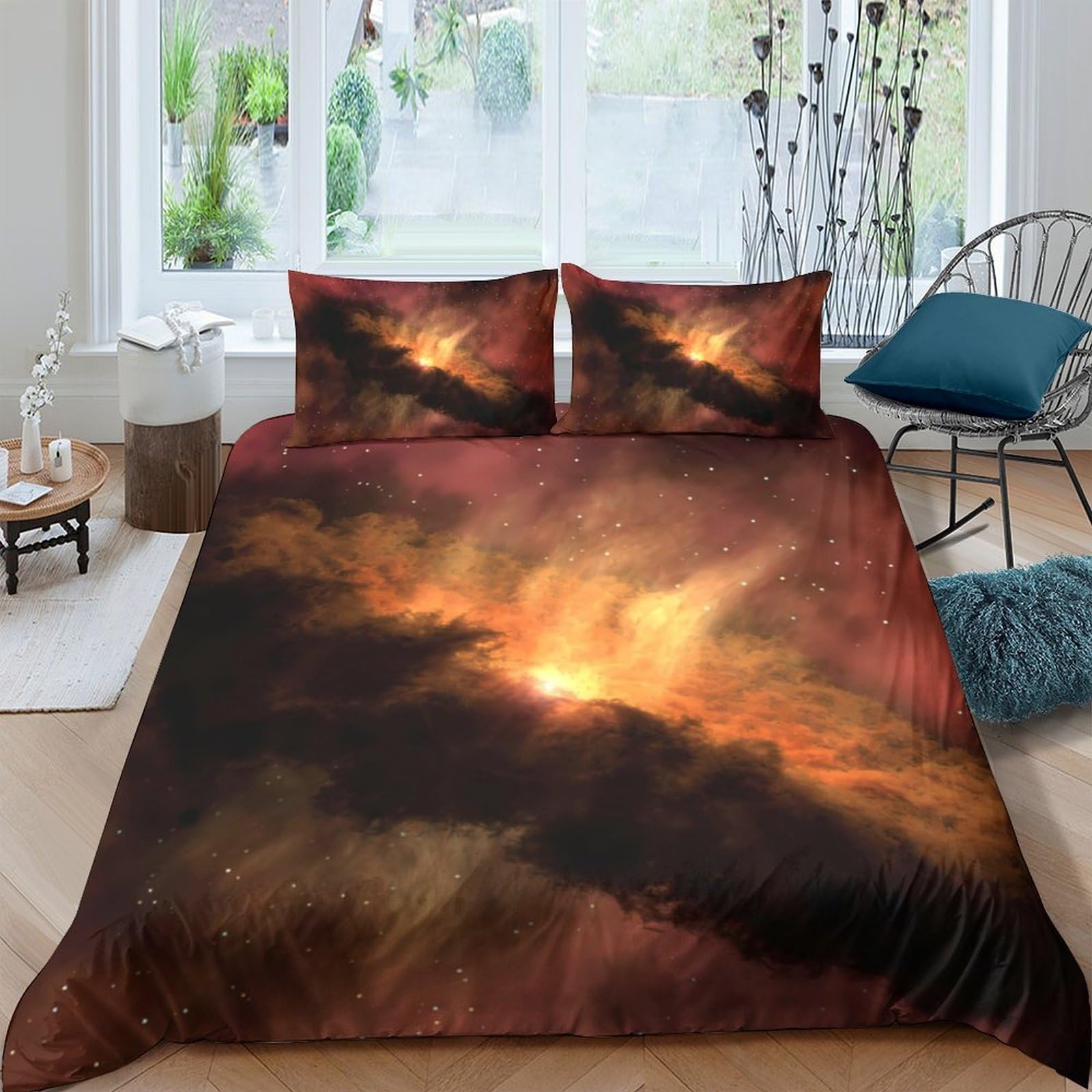 Ctjqhvkz Style-8 3D Printed Sunset Cloud Fitted Sheet Microfiber Soft Breathable Fire Sky Mattress Cover For Bedroom Dorm Decor Single（135X200cm）