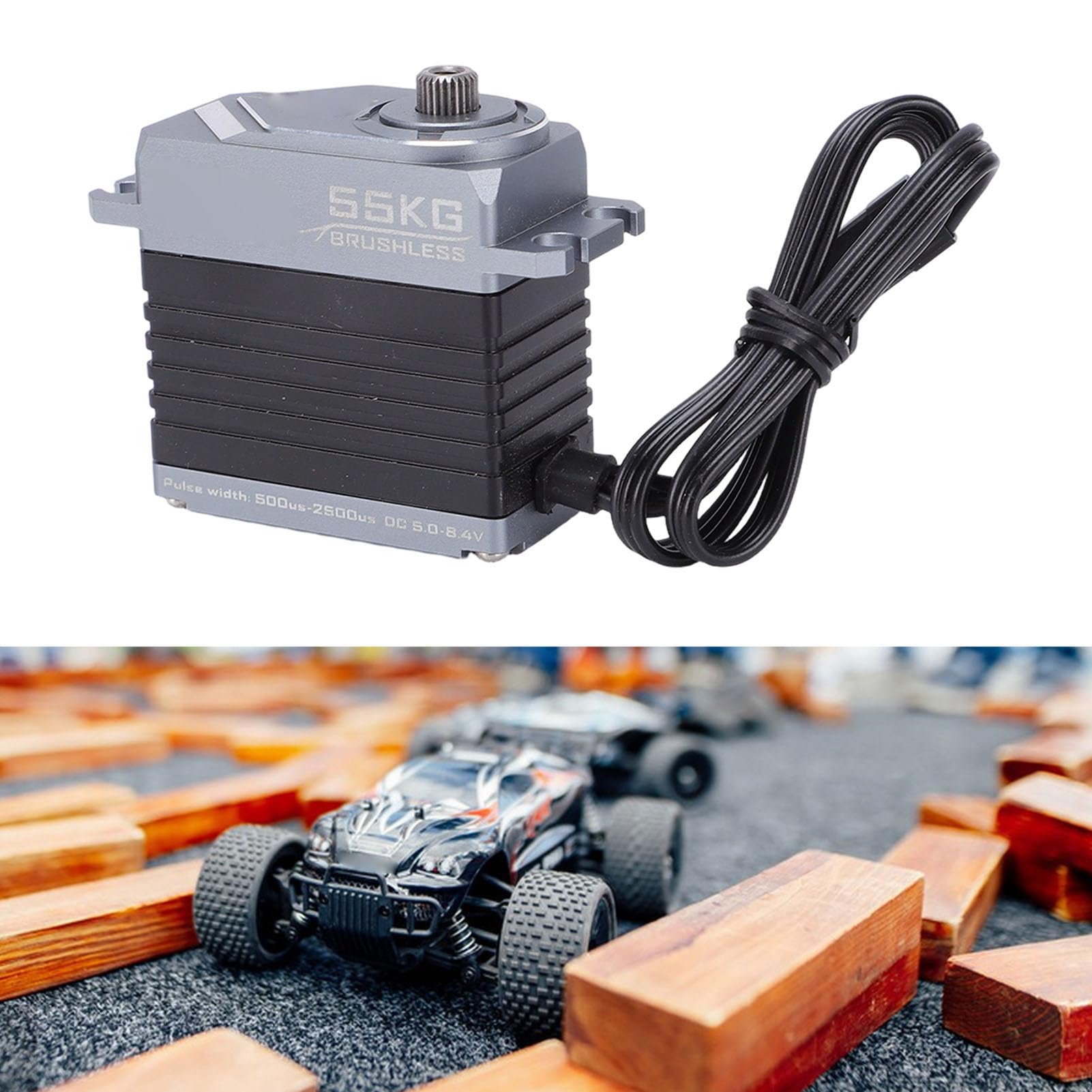 RiToEasysports 55 Kg Bürstenloser Servo, Vollmetallkonstruktion mit Stahlzahnrädern, Hohes Drehmoment für RC-Modellautos und Crawler