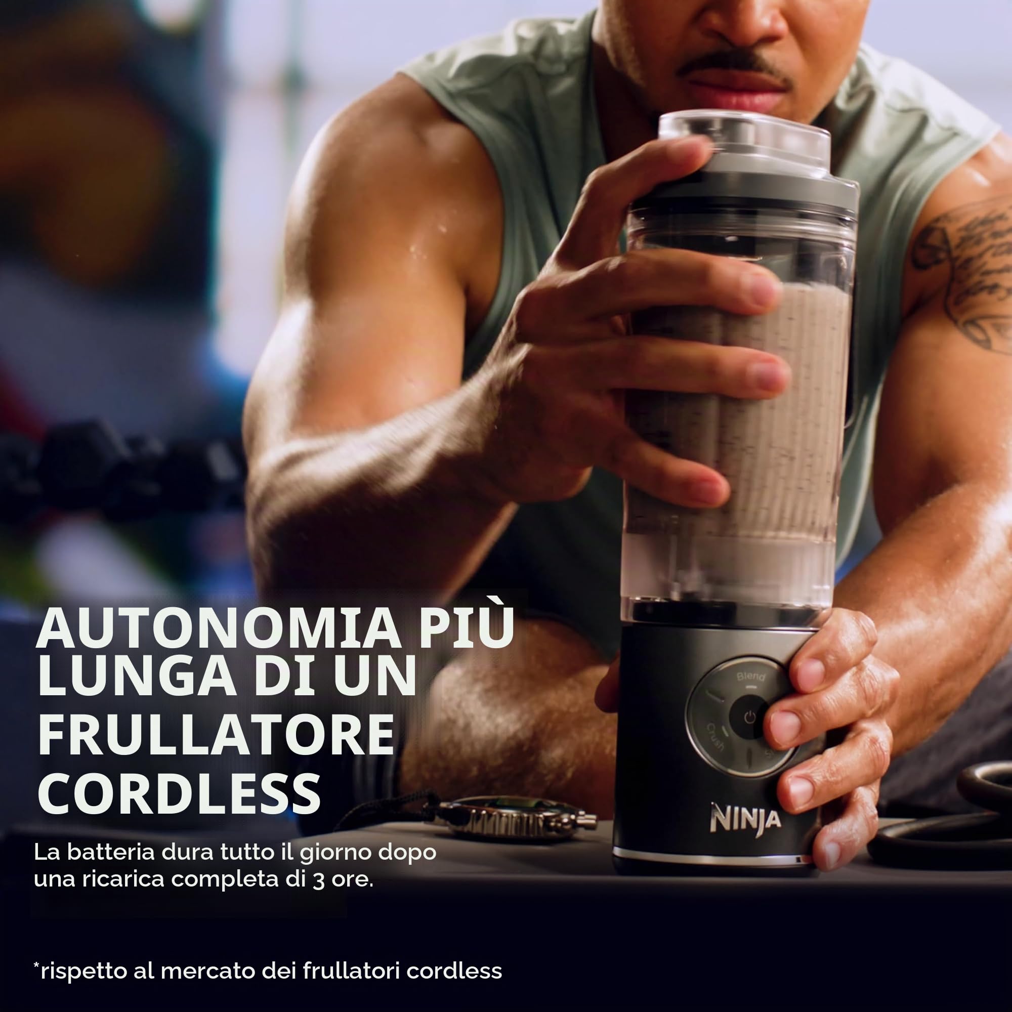 Ninja Blast Max, frullatore portatile + Twist & Go, frullatore personale, frullatore ninja, frullato, miscelazione, ghiaccio schiacciato, 3 programmi, senza cavo, contenitore rimovibile da 22 once,