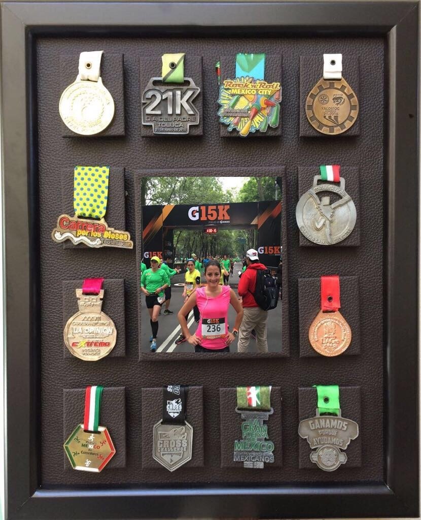 UMDISPLAY Medal Display 16 Medals (Dark Brown), Marathon, Triathlon, Gymnastics, Soccer, Wrestling, Swimming, Track and Field, Martial Arts. Easy to Install, Beautifully Crafted.