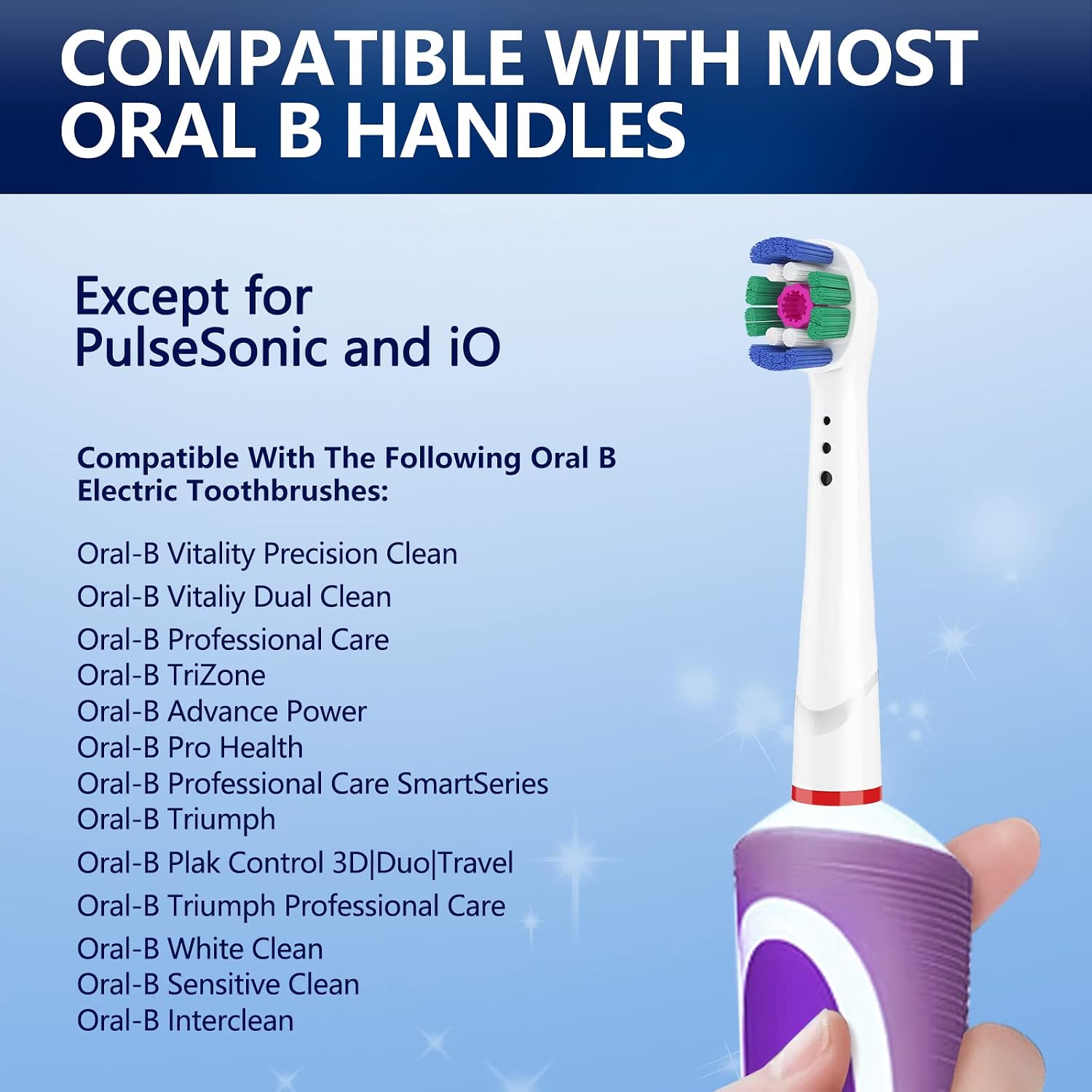 THISONG 3D White Electric Replacement Toothbrush Heads, Compatible with Most Oral-B Electric Toothbrushes, Effective Cleaning and Whitening of Teeth, Pack of 8