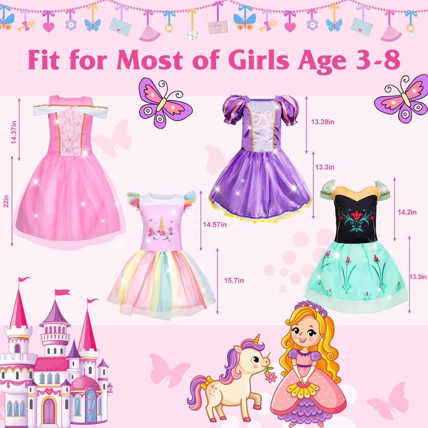Princess Dresses for Girls, Princess Costume for Girls Age 3 4 5 6 7 8, Dress Up Clothes Christmas Gifts - Image 3