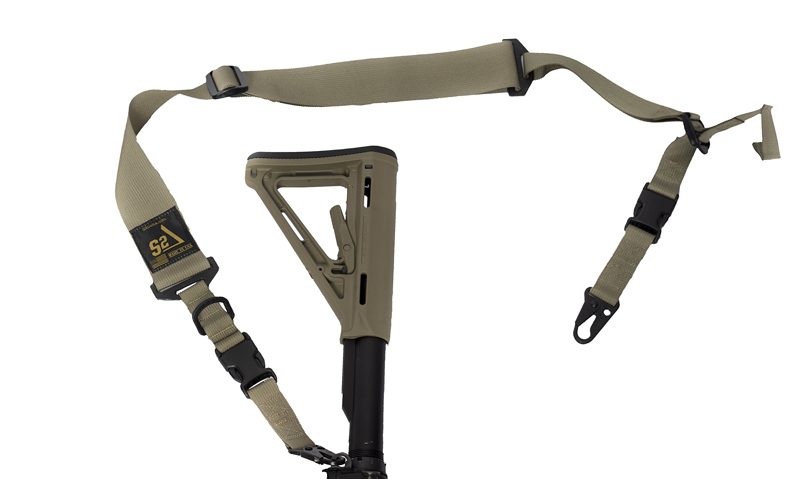 S2Delta - USA Made Premium 2 Point Rifle Sling, Fast Adjustment, Modular Attachment Connections, Comfortable 2” Wide Shoulder Strap