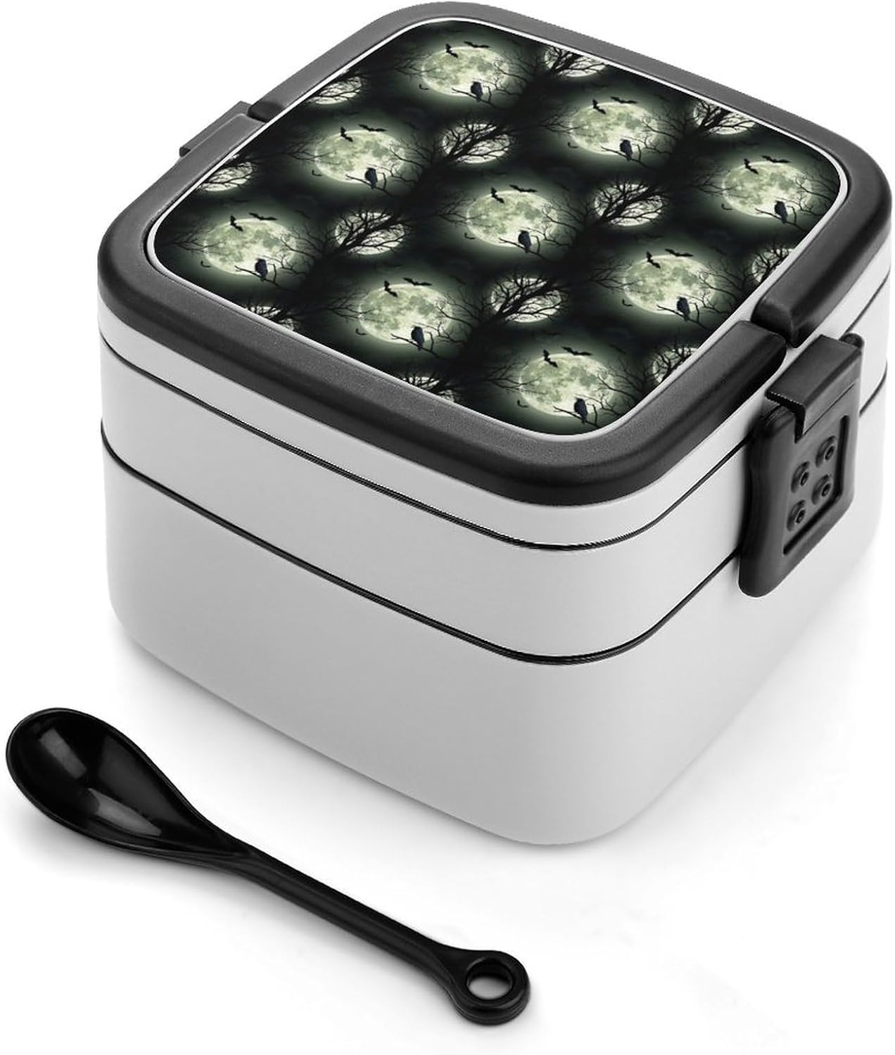 Reusable Full Moon Bat Crow Raven Lunch Containers with Spoon