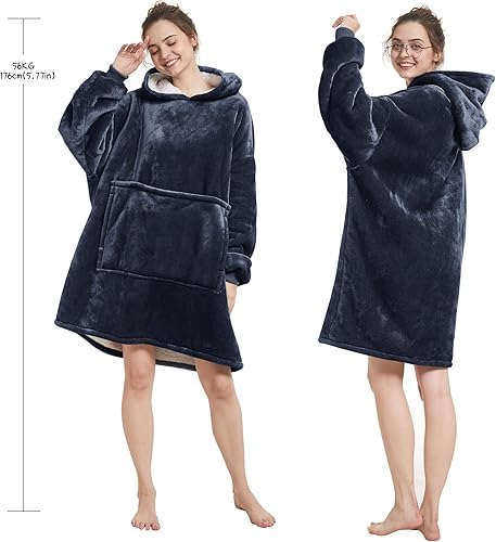 Miniatura 3 de Aemilas Manta con capucha para regalo, manta Sherpa de gran tamaño con bolsillo para capucha y mangas, acogedora manta de felpa suave y cálida para