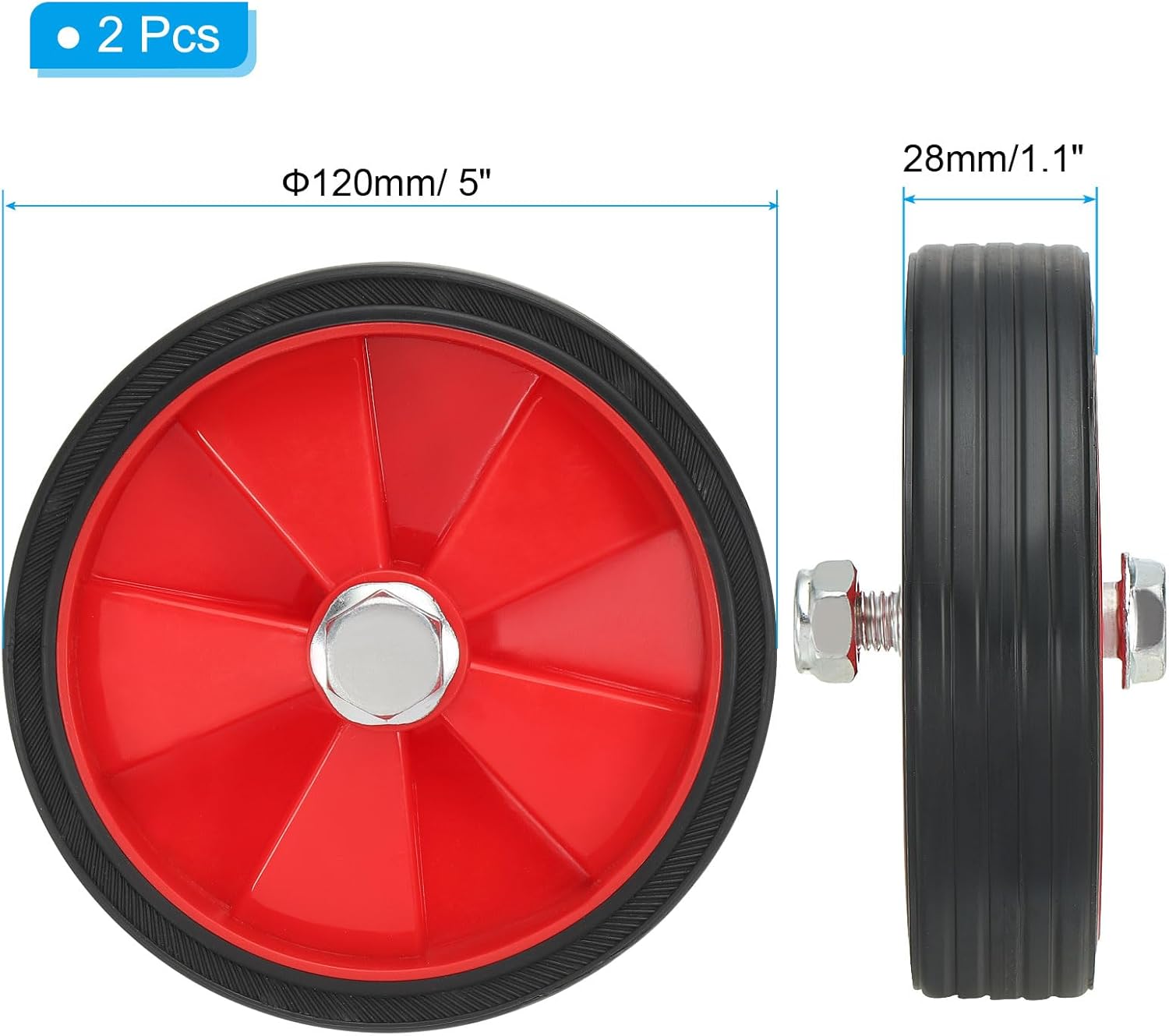 PATIKIL 5" Air Compressor Wheels, 2 Pack Universal, Red