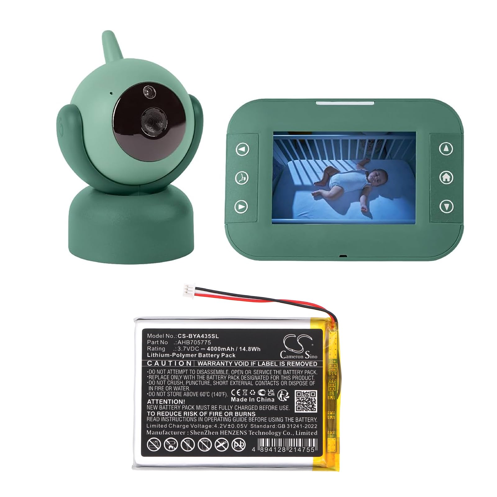 Batterie de rechange pour Babymoov A014426, A014433, A014435, Babyphone Yoo Go+ HD, Babyphone Yoo Master +, Babyphone Yoo Master+, Yoo Go +, Yoo Master + PN : AHB705775 4000 mAh / 14,8 Wh