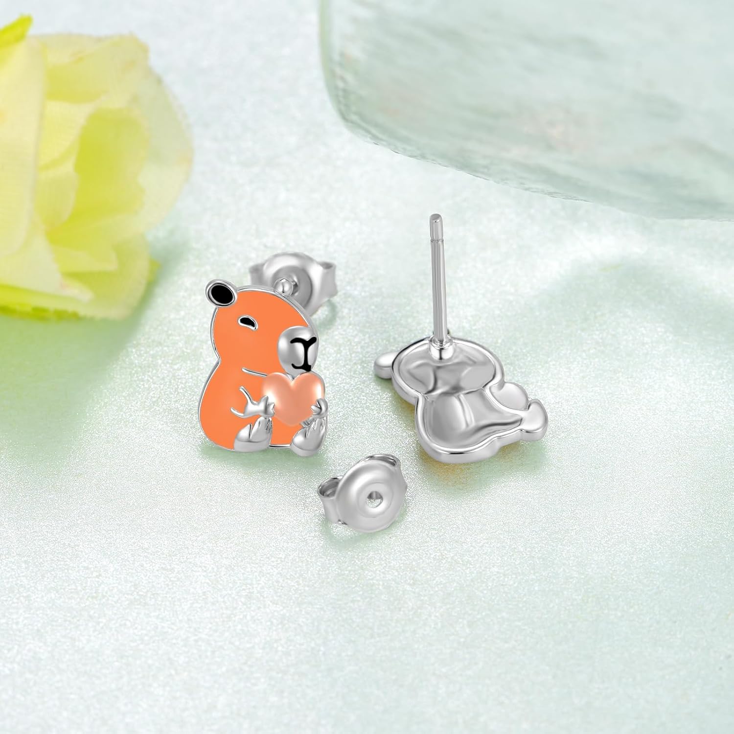 Capybara Earrings 925 Sterling Silver Cute Capybara Stud Earrings Capybara Gifts Jewelry for Women - Image 3