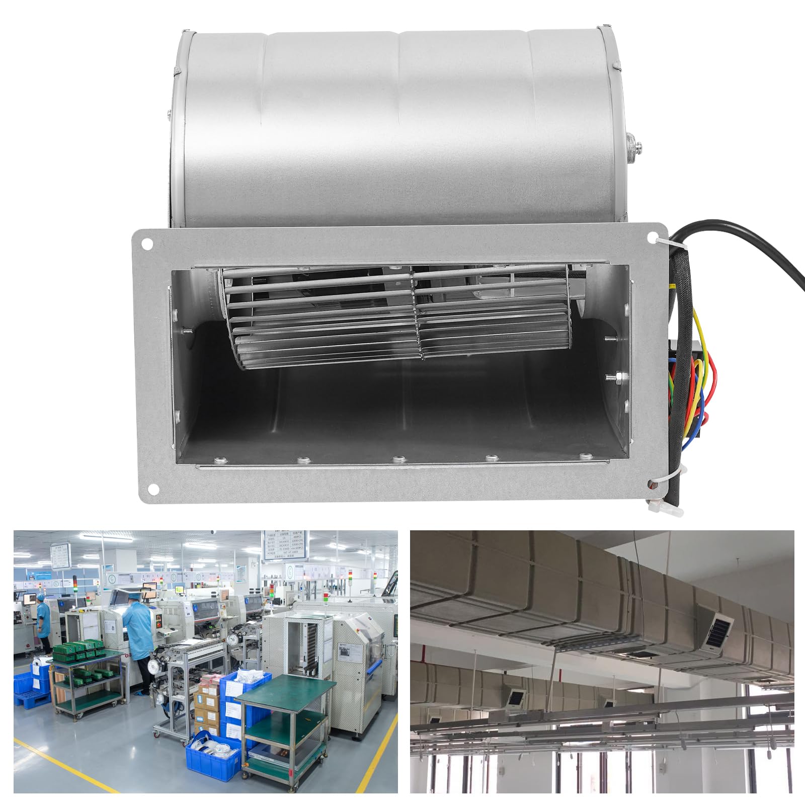 Ventilateur centrifuge 150 W - Double entrée - Ventilateur industriel avec puissance d'air de 840 m³/h - 60 dB - Silencieux - Pour refroidissement et ventilation (220 V, acier galvanisé)