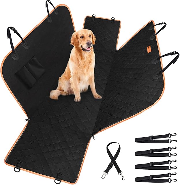 Siivton Dog Seat Cover,Waterproof & Scratch Proof Soft Car Back Seat Covers Dog Hammock for Cars, Trucks, SUVs with Side Flaps
