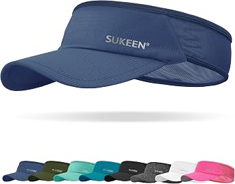 Sukeen Sun Visor Hat, UPF 50+ UV Sun Protective, Running Golf Hat, Cooling Elastic Visor with Breathable Sweatband, Sport Cap for Tennis Cycling