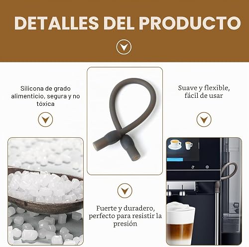 Juego de manguera de leche para cafeteras compatibles con Siemens EQ6 y Bosch VeroAroma, tubo de leche de acero inoxidable y cepillo de limpieza para cafeteras automáticas - 3