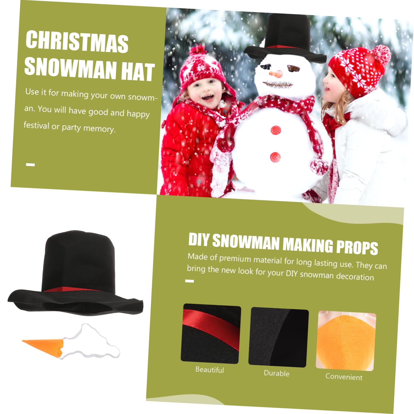 SHERCHPRY 2 Juegos De Suministros De Vestir De Muñeco De Nieve Decoración De Muñeco De Nieve Decoración De Muñeco De Nieve Al Aire Accesorios Para Hacer Muñeco De Nieve Nariz De