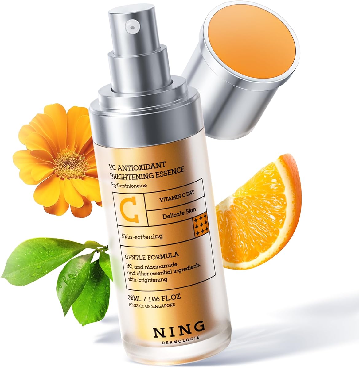 NING DERMOLOGIE Vitamin C Serum with Niacinamide & Ethyl Ascorbic Acid | Brightening, Moisturizing Face Serum for Dark Spot | Hyperpigmentation & Anti-Aging Treatment | Korean Synergy Formula 1.01oz