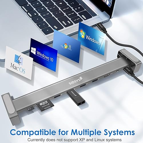 Miniatura 5 de SIDSYS Adaptador multipuerto USB C, concentrador 9 en 1 para portátil con Ethernet, USB C a HDMI, TF y tarjeta SD