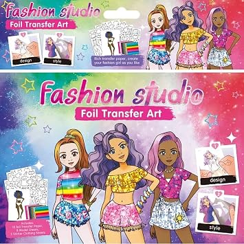 Foil Transfer Art, Fashion Studio Foil Fun, No Mess Art for Kids, DIY Creative Activity, Gifts for Girls and Boys Ages 6,7,8,9,10 Travel Toys