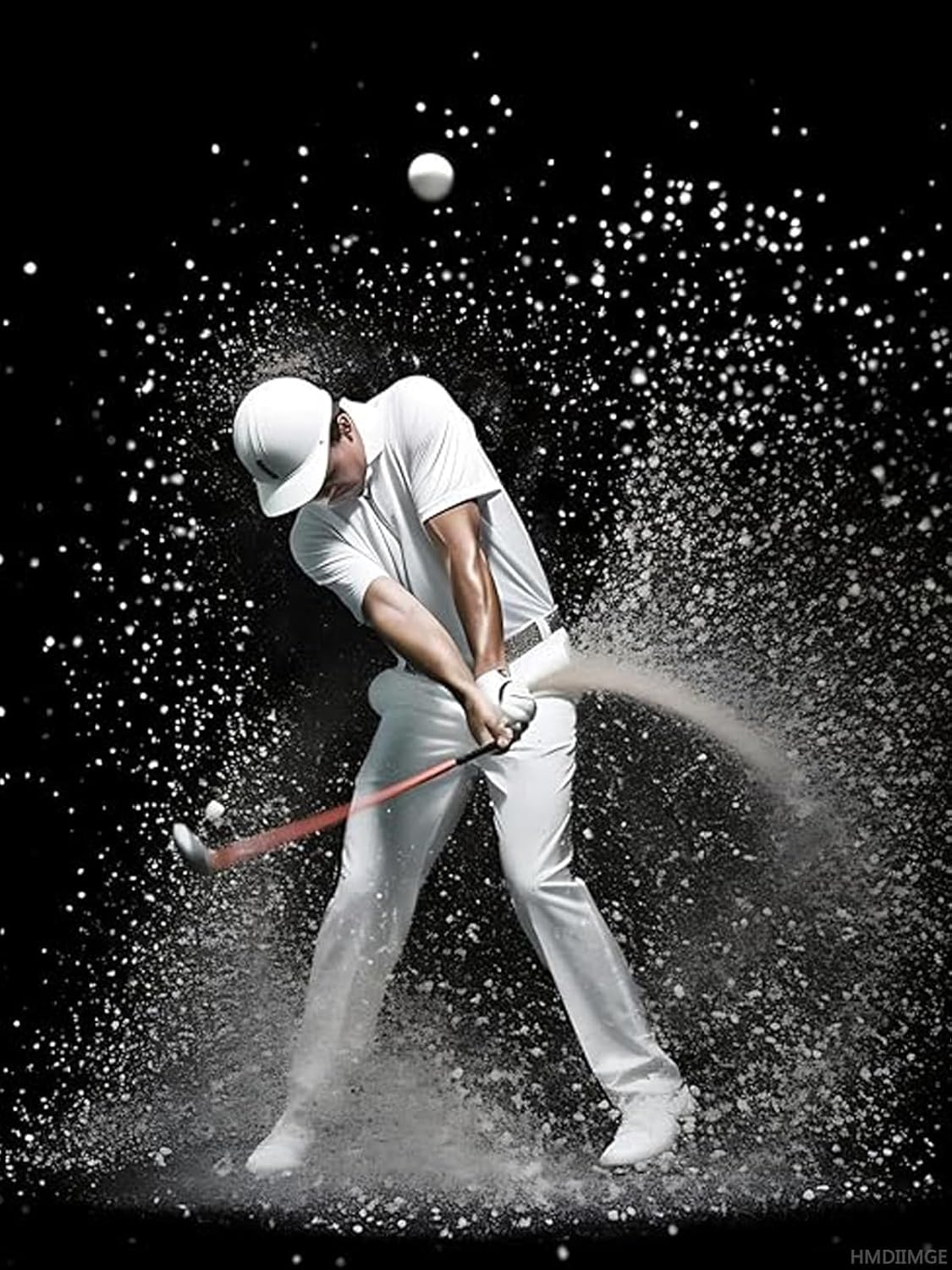 HMDIIMGE 5D Golf Diamond Painting Kits Golfer Black White for Adults, DIY Full Drill Crystal Arts and Crafts, for Home Wall Decor Gifts, 12x16 inch