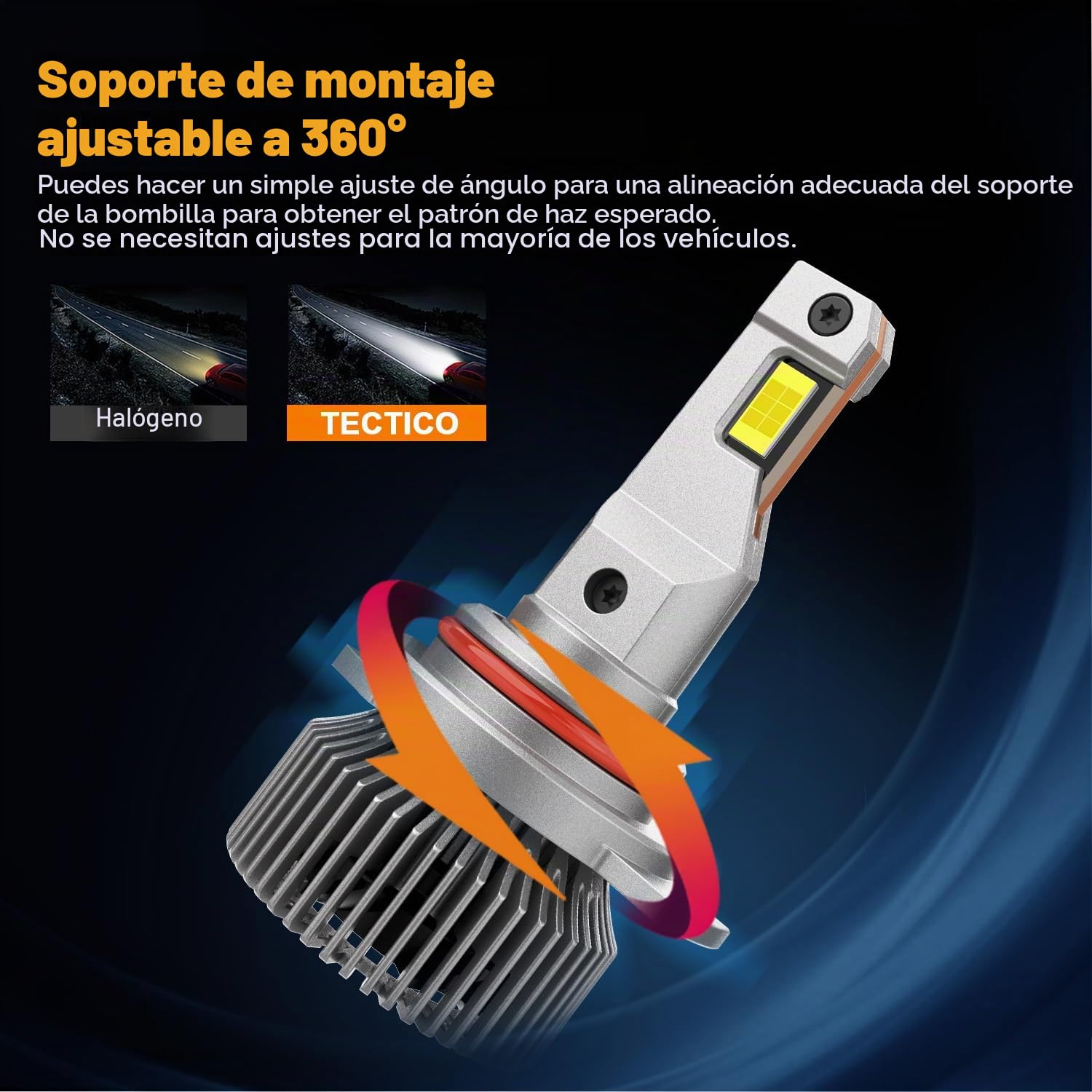 TECTICO Bombillas LED Hir2 9012 Faros 12V 80W 12000LM Ultra Brillo 6000K Blanco Frío Canbus Kit de Mejora Automotriz Perfecto, 2 Piezas