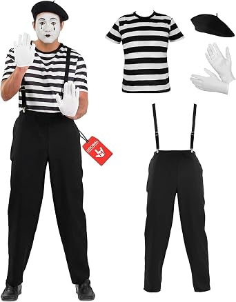 fun shack, Mime Costume Men, Halloween Costumes for Men
