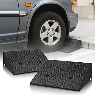 Magshion 2pcs 5.5" Rise Threshold Ramp Heavy Duty Loading Driveway Ramp Rubber Curb Ramp 19.7 in L x 13.8 in W x 5.5 in H for Cars, Warehouse, Wheelchair, Motorcycles