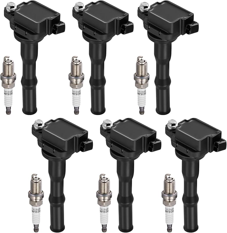 Kit de 6 bobinas de ignição UF204 e 6 velas 2756 SYKRSS para Toyota Avalon, Camry e Lexus ES300 V6 3.0L – Kit