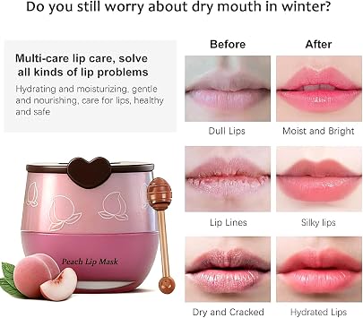 Bee Lip Balm Honey Pot, Peach & Grape & Aloe & Coconut & Watermelon Lip Mask, Overnight Propolis Moisturizing Lip Balm, Hydration, Dry & Cracked Lip Scrub, Exfoliator, Lip Wrinkle Care, 5 Pieces