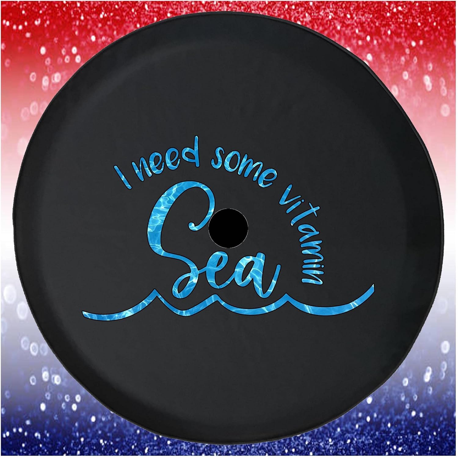 Spare Tire Cover Need Vitamin Sea Water Beach Black Accessories for Trailers Trucks SUVs RV Campers 32-33 Inch