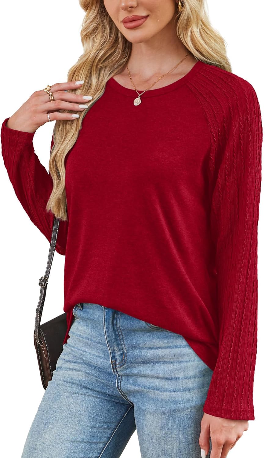 OFEEFAN Long Sleeve Shirts for Womens Fall Fashion 2026 Crewneck Oversized Sweatshirt Tunic Tops to Wear with Leggings - Image 4