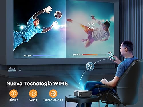 Miniatura 2 de Enfoque automático Proyector YABER Pro V9 4K con WiFi 6 y Bluetooth 5.2, 500 ANSI nativo 1080P proyector de película para exteriores, Keystone