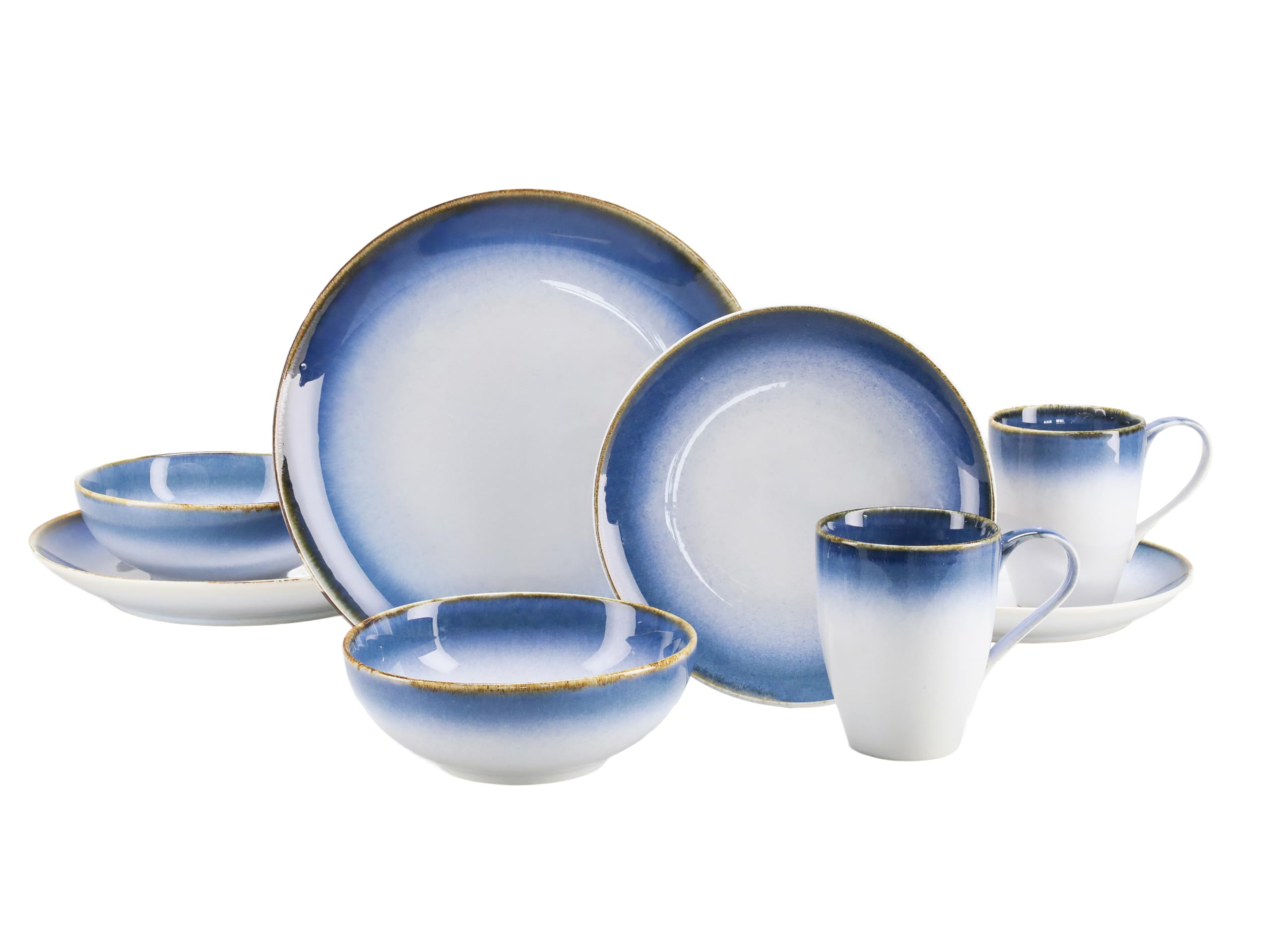 Creatable, 23788, Serie Cascade, 8-teiliges Geschirrset für 2 Personen, Kombiservice aus Steinzeug, spülmaschinen- und mikrowellengeeignet, Qualitätsproduktion