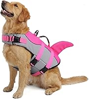 Vista 41 de Queenmore - Chaleco salvavidas para perros Ripstop, diseño de tiburón, chaleco de seguridad ajustable con alta flotabilidad y asa de rescate