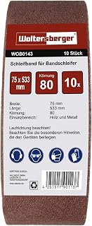 Woltersberger® Schleifbänder 15 Stück | Größe 75x533mm | Set mit je 3 Bänder in Körnung K40, K60, K80, K120, K180 | Gewebe-Schleifband Bandschleifpapier Bandschleifer