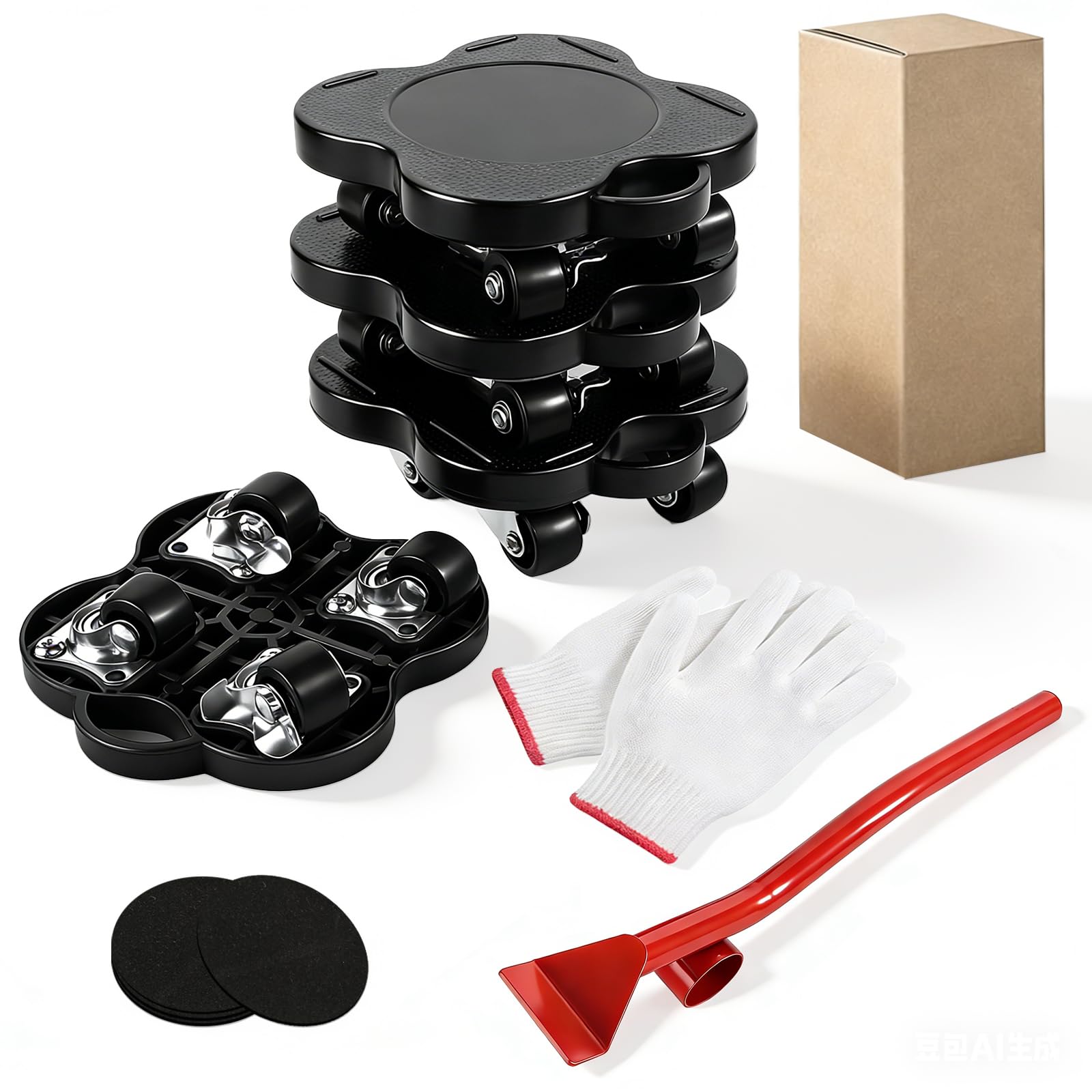 Gyism Furniture Movers 400KG Capacity for Heavy Items with 4 Wheels, Furniture Sliders Moving Wheels Set for Moving Equipment Heavy Appliance Refrigerator Sofa, Furniture Rollers (Black)