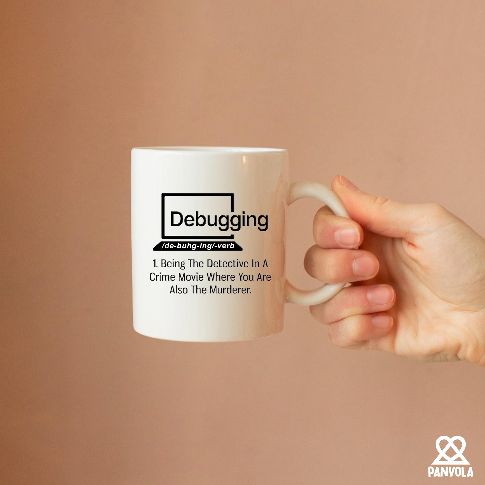 Tasse à Café Personnalisée Pour Programmeur - Citation Drôle 'Debugging', 325 Ml, Céramique, Lavable