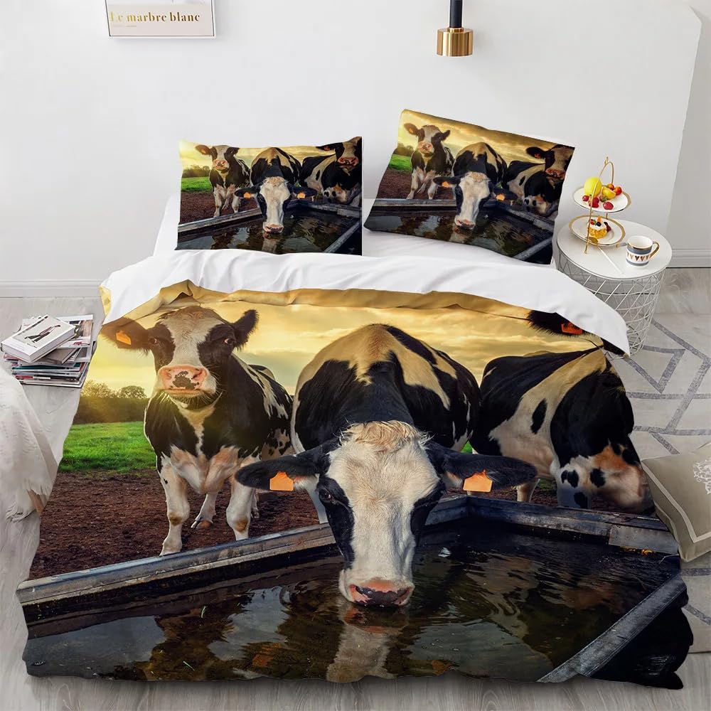 QBIDCSX Duvet Cover Double Dairy cow Bedding Sets Single Koala Duvet Cover 200x200cm with Zipper Closure, Hypoallergenic Quilt Cover with 2 Pillowcase for Boys Kids Girls