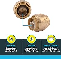 Vista 3 de SharkBite Tapón de empuje de 1/2 pulgada, paquete de 10, accesorios de plomería de latón para conectar, tubo PEX, cobre, CPVC, PE-RT, HDPE, U514LFCP