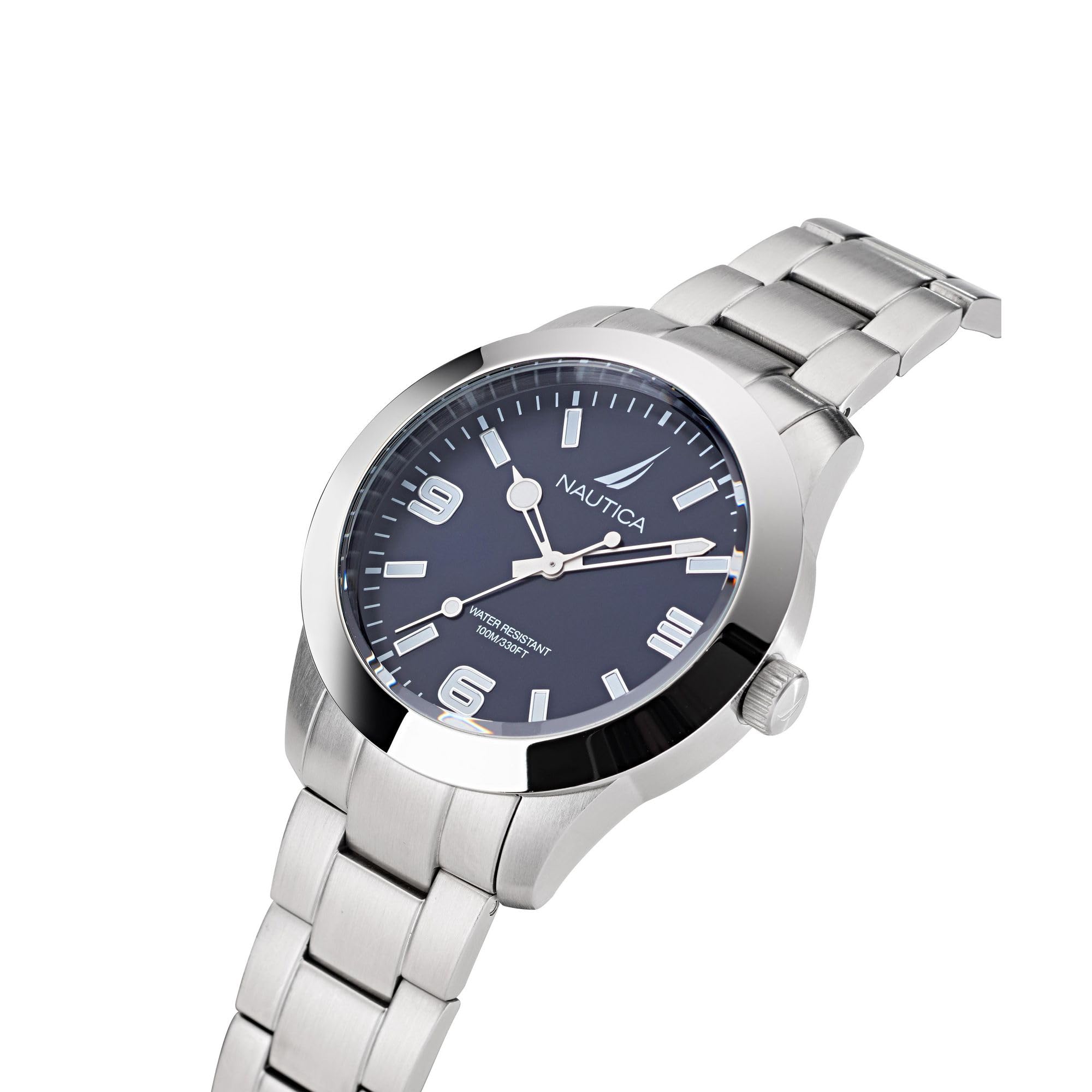 Nautica Pacific Beach NAPPBF201 Reloj de Pulsera de Acero Inoxidable para Hombre, Plata, Correa