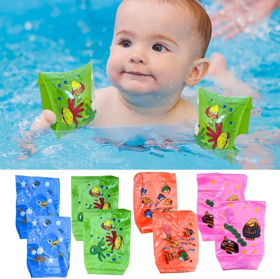 Kit 2 Boias de Braço Piscina Mar Praia p/bebês 0 a 2 anos - Cor: Laranja com Rosa